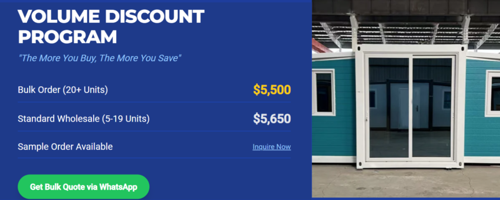 Casabox $5500 wholesale expandable house price list for B2B