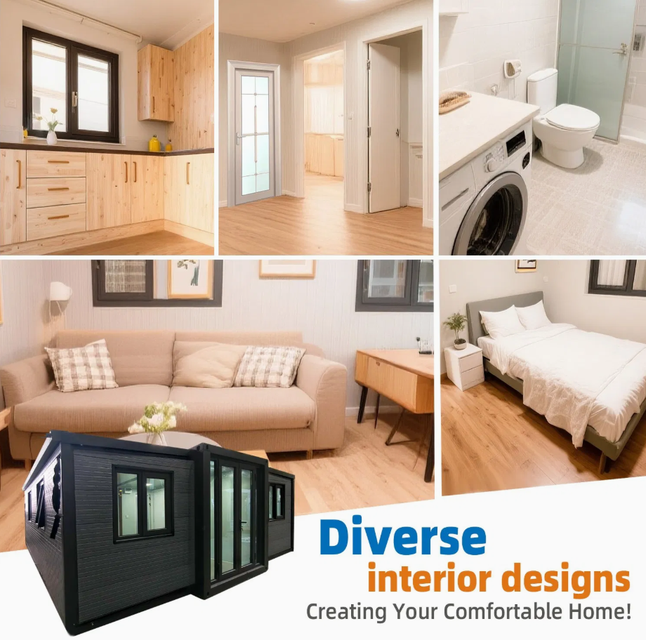 Modern and cozy interior design of Casabox expandable container home.