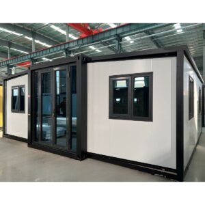 CASABOX 20ft Expandable Container House Double Wings Black Frame White Wall 2BHK